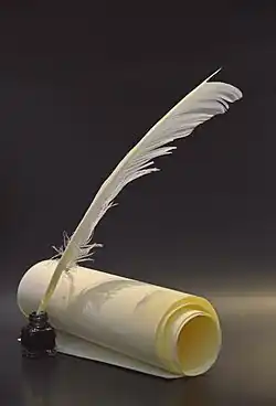 A feather quill.