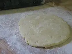 Dough flattened
