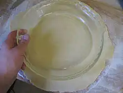 Rolled dough compared to pie dish