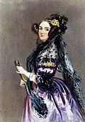 Portrait of Ada Lovelace around 1840, often counted among the first computer programmers due to her work on Babbage's Analytical engine.