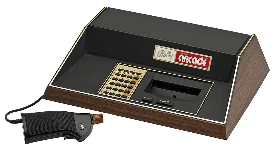 The Bally Professional Arcade alongside a controller.