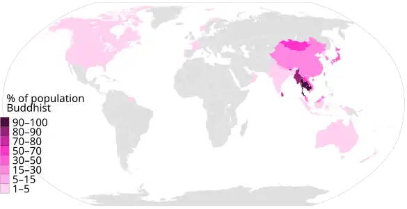 Map of Buddhism population by country