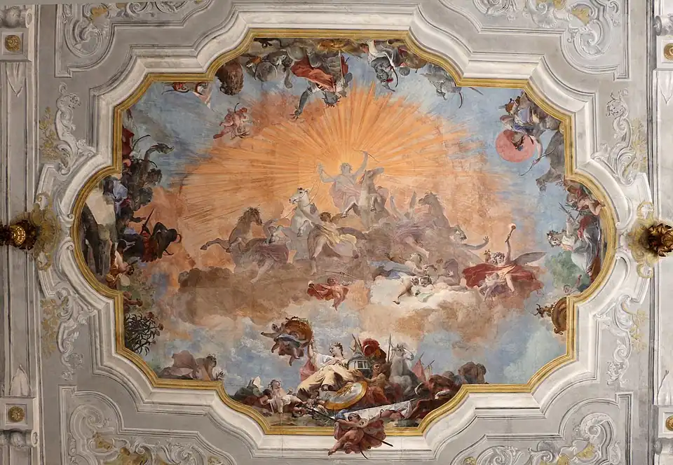 Interior of Ca' Rezzonico in Venice, an example of Rococo artwork. - 1753