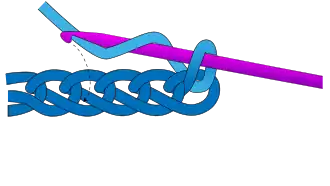 1: yarn over, then insert hook into 4th chain from hook