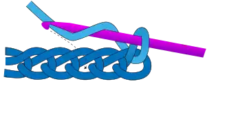 1. Yarn over and insert into 3rd chain from end