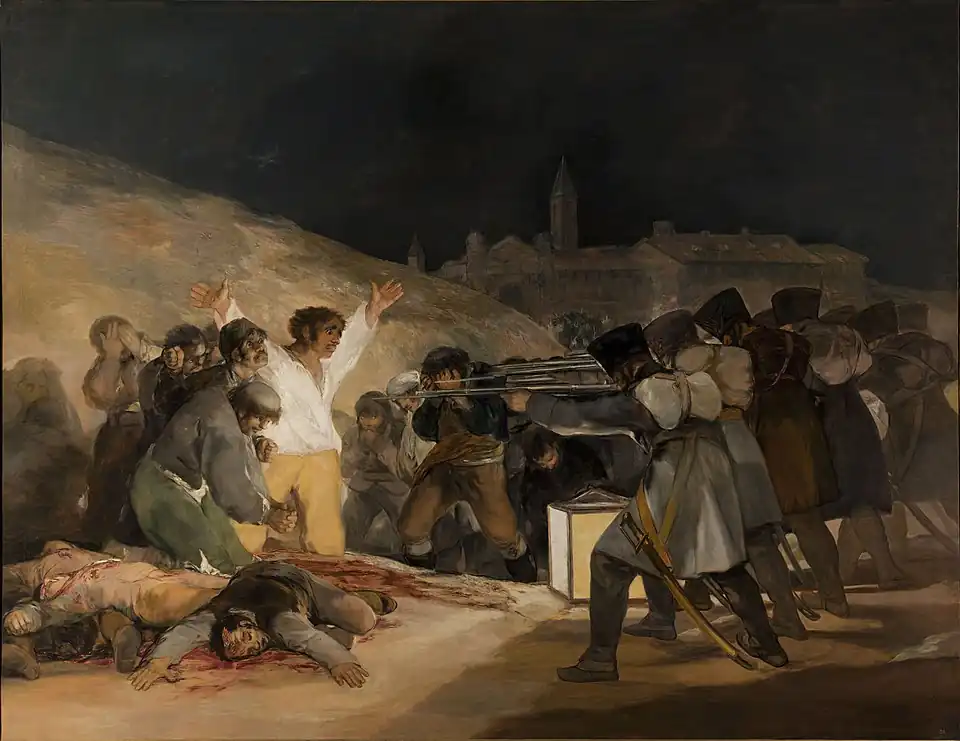 The Third of May by Francisco Goya. This event refers to an event in 1808. Painted in 1814.