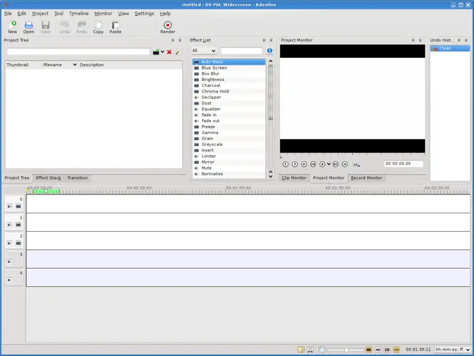 The Kdenlive main window