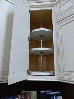 Lazy Susan in a corner wall cabinet