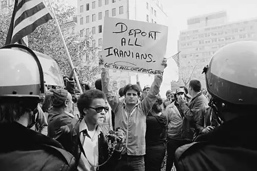 Anti-Iranian protester in Washington DC, held November 1979.