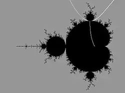 Mandelbrot set for with external and internal rays