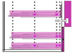 The most common options of mounting (bottom position requires use of the slide's upper holes)