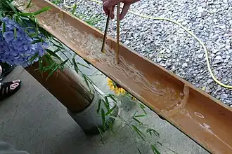 Nagashi somen flowing down a chute