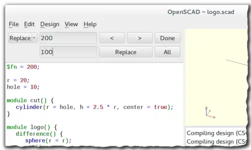 screen shot of the Editor panel showing Find and Replace panel