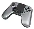 The Ouya controller. Face buttons "O", "U", "Y", "A" spell the console name.