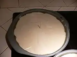 Pour the batter on top of pineapple/brown sugar in the pan. Put into oven at 350°F, and bake for 40–50 minutes. A toothpick inserted into the center should come out clean.