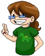 Rachel making the peace sign