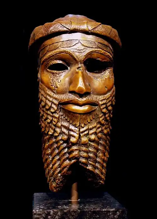 Bronze head of an Akkadian ruler, likely either Sargon of Akkad or Naram-Sin of Akkad.