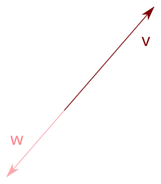 The vector '"`UNIQ--postMath-0000000D-QINU`"' is a stretched version of the vector '"`UNIQ--postMath-0000000E-QINU`"' with a positive stretching factor (which includes a reflection). This vector '"`UNIQ--postMath-0000000F-QINU`"' is not pointing in a direction independent of '"`UNIQ--postMath-00000010-QINU`"'.