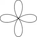 Flower with four petals and parabolic point in the center