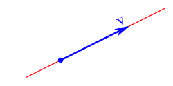 A straight line described by the vector v