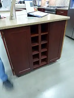 open shelving for wine bottles