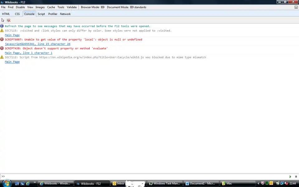 Console feature in IE9 Developer Tools